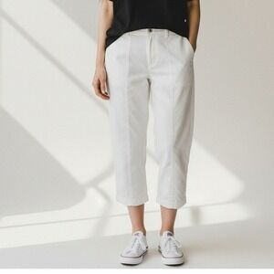 J.Jill Pants‎ Women 14 White Crop Lightweight Plus Size Summer Coastal Beachy